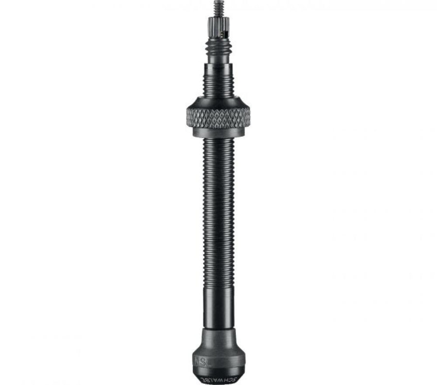 Schwalbe Tubeless-Ventil 60 mm aus schwarzem Aluminium für TL-Ready Felgen.