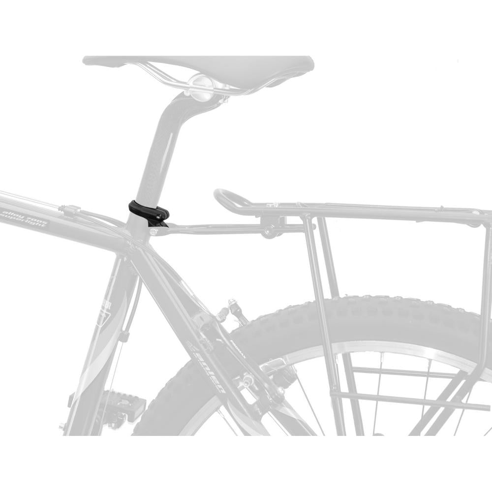 M-Wave Racky Sattelklemme Alu 34,9 mm schwarz mit M5-Gewindeösen für Gepäckträger, max. 8 Nm