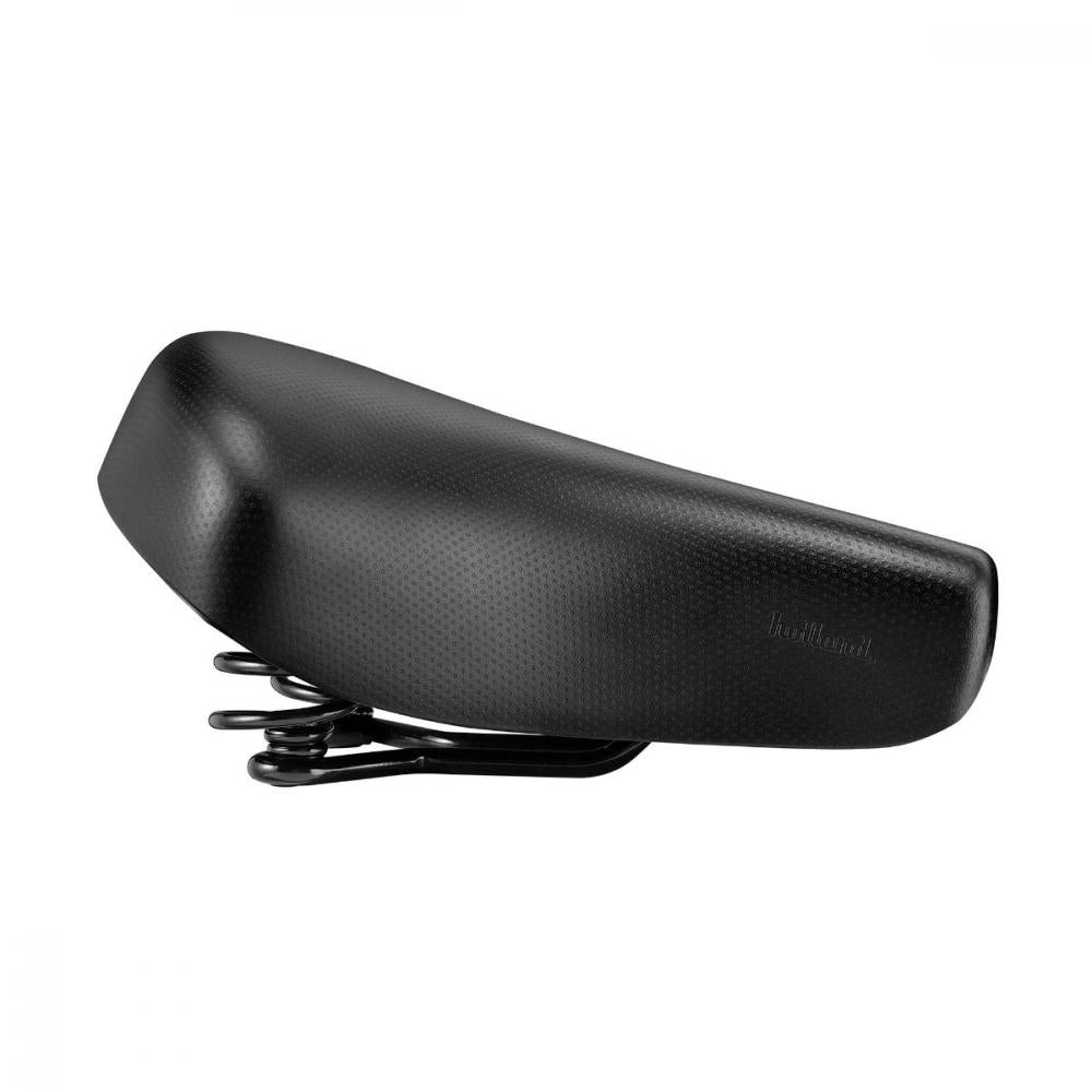 Schwarzer Selle Royal Holland Unitech Relaxed Unisex Sattel, gefedert, wasserfest und ICS-kompatibel.