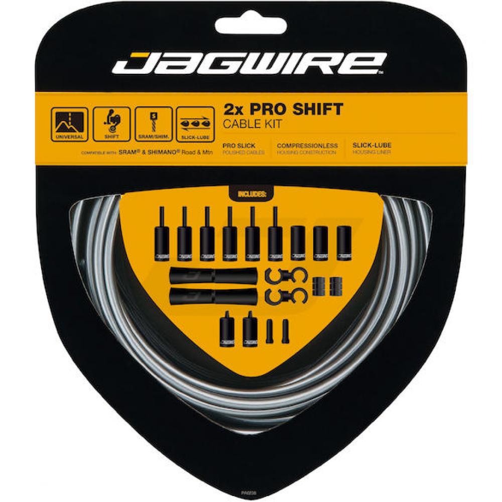 Jagwire Schaltzugset Road & Mountain Pro 2x Grau - präzise Schaltperformance