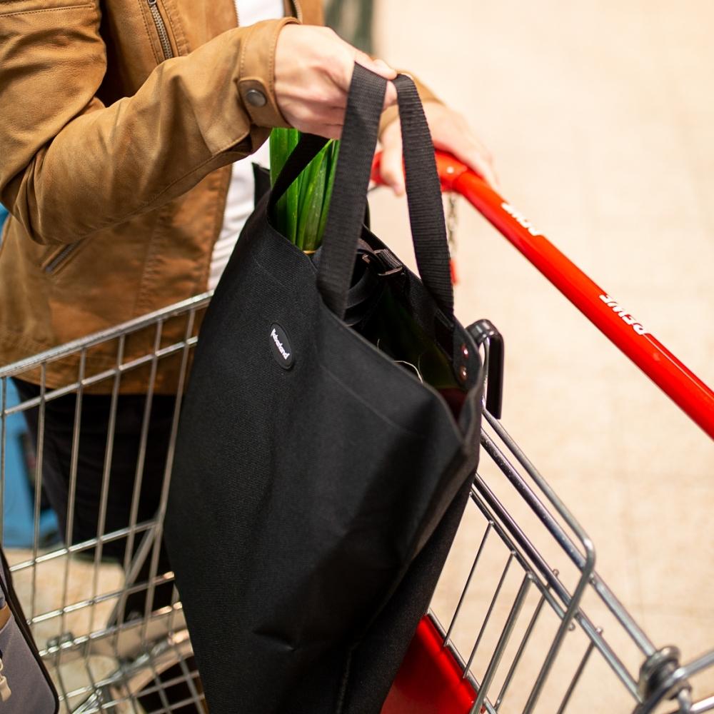 Haberland Extra Bag schwarz, Größe L - faltbare Fahrradtasche mit 12 l Zusatzvolumen