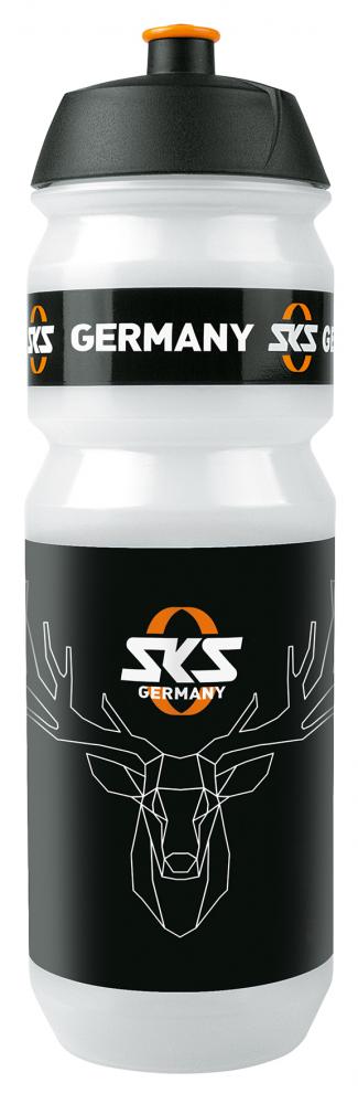 SKS Trinkflasche Large 750 ml - Transparenter Kunststoff mit stilvollem Hirsch-Motiv, BPA-frei, auslaufsicher, ergonomisches Design und leicht zu reinigen