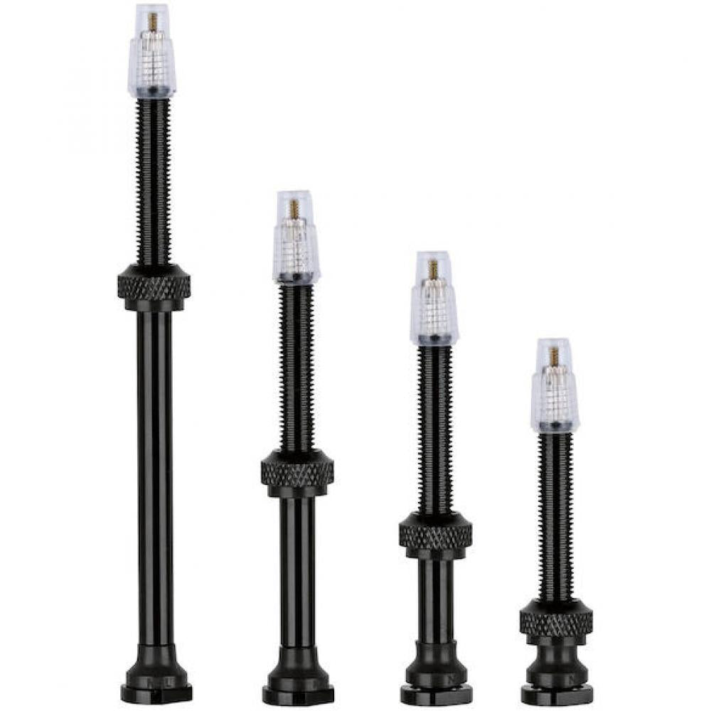 Vision Tubeless-Ventile inkl. Verlängerung 60 mm Schwarz - leichtes Set für TLR-Carbonfelgen