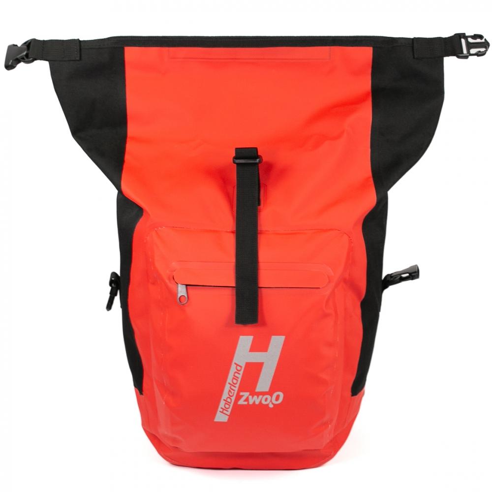 Haberland Bike-Rucksack H2O schwarz/rot - wasserdichte Gepäckträgertasche mit Tragesystem