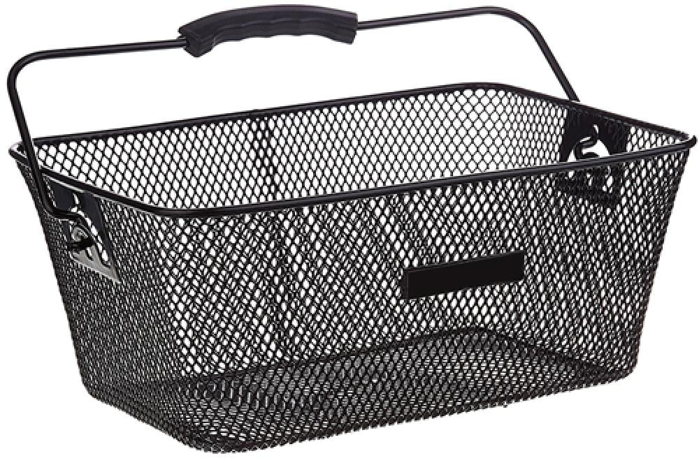 POINT Hinterradkorb Import KID, engmaschig, Stahl schwarz, mit Ergo-Griff, 30x24x13 cm, ideal für Gepäckträger hinten, stabil, komfortabel