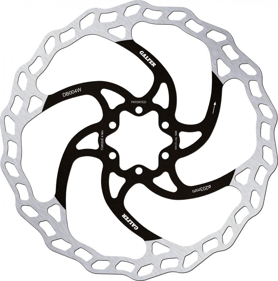 Galfer Wave Bremsscheibe MTB 6-Loch Ø 203 mm Silber - Hitzebeständig & Geräuschfrei