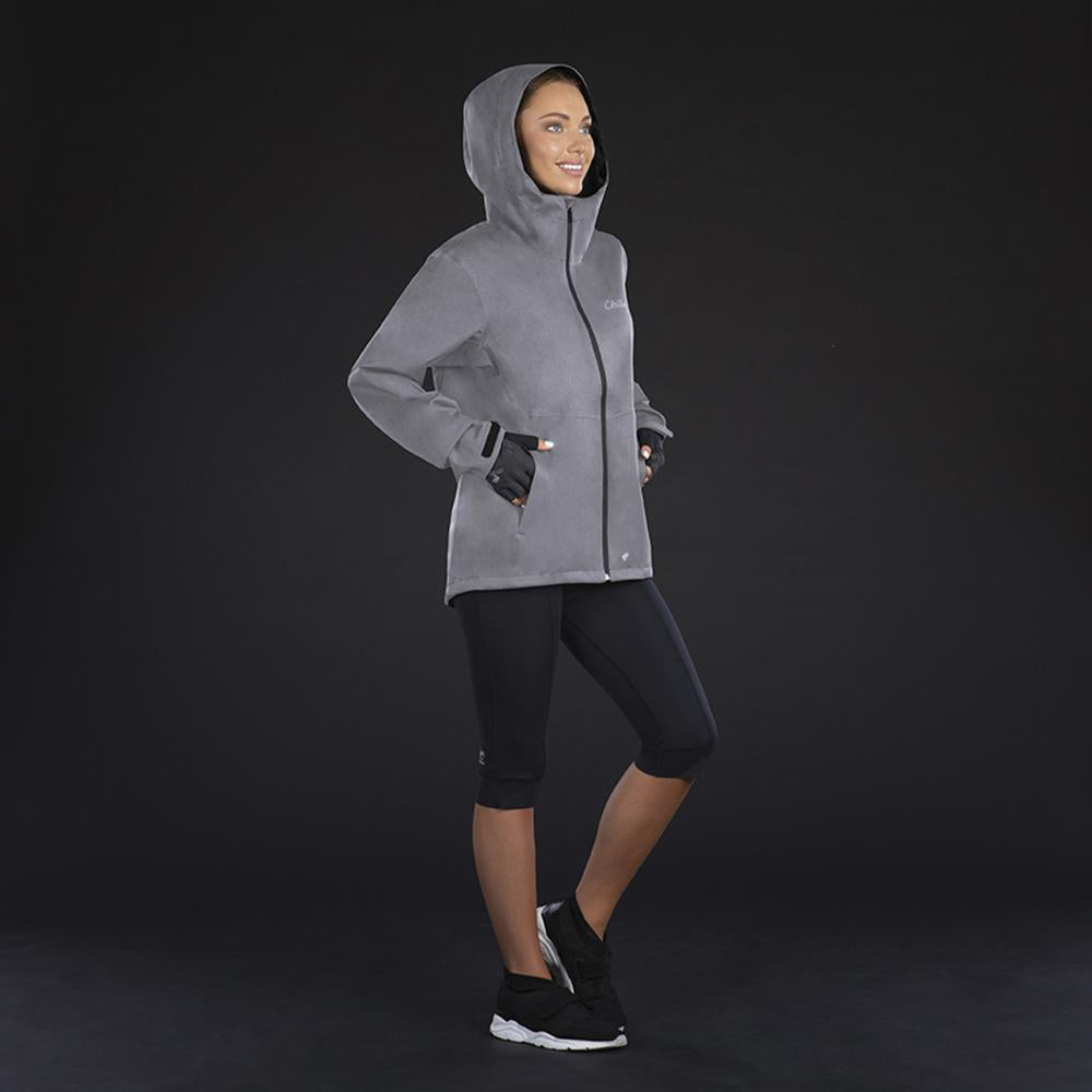 CHIBA Rainjacket Damen - wasserdicht, winddicht, atmungsaktiv, hellgrau, Gr. L