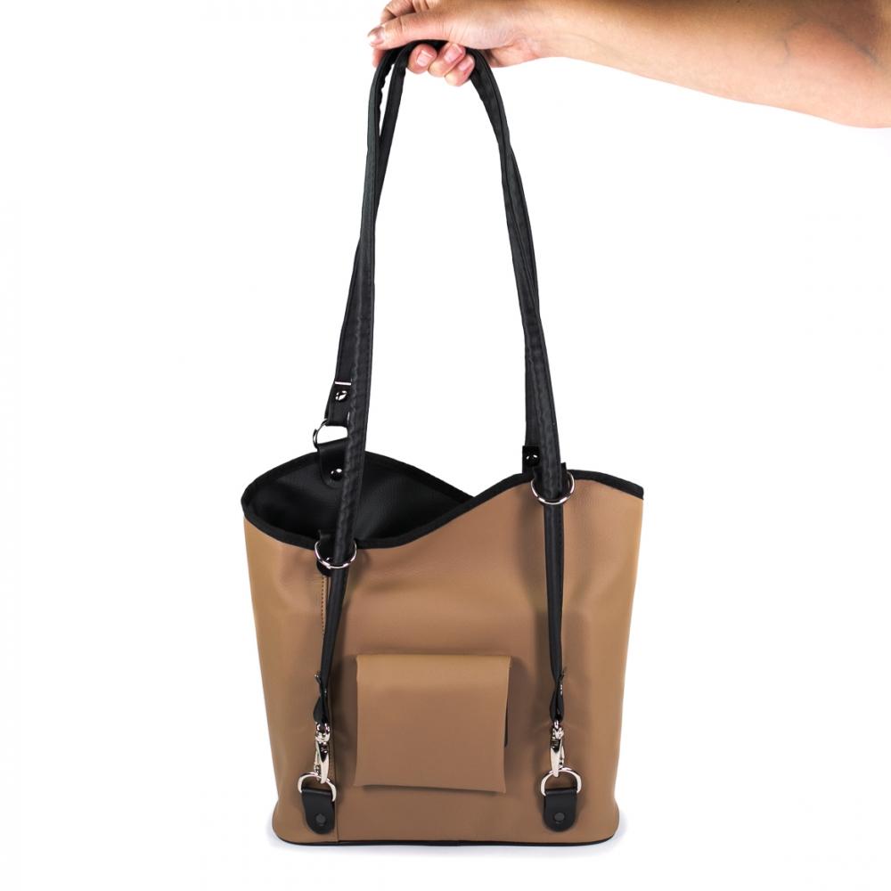 Haberland Lenkertasche Melanie hellbraun/schwarz beige - flexible Rucksack-Lenkerlösung