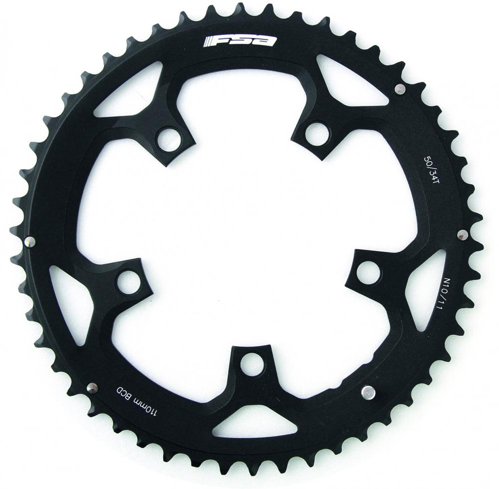 FSA Kettenblatt Road Pro 5-Arm 2x 110 mm x 50 T Schwarz - präzises Schalten für Rennrad-Antriebe