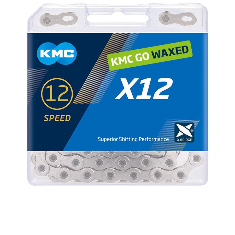 KMC X12 Fahrradkette 12-fach, 126 Glieder, gewachst, silber - präzises Schalten