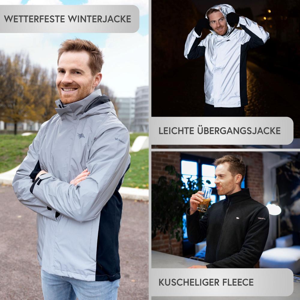 Valkental Jacke 3in1 Smart Jacket wasserdichte Jacke mit Fleece Zipp-In Herren L grau