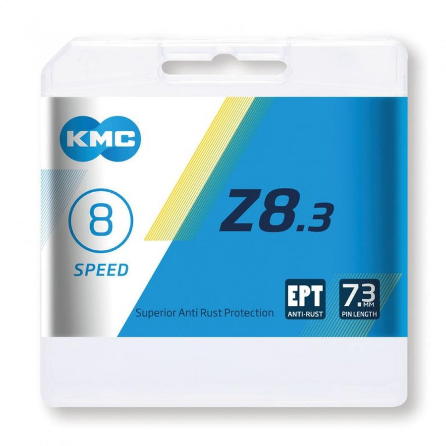 KMC Z8.3 EPT 8-fach Fahrradkette silber, langlebig, rostgeschützt. 7.3mm Pinlänge.