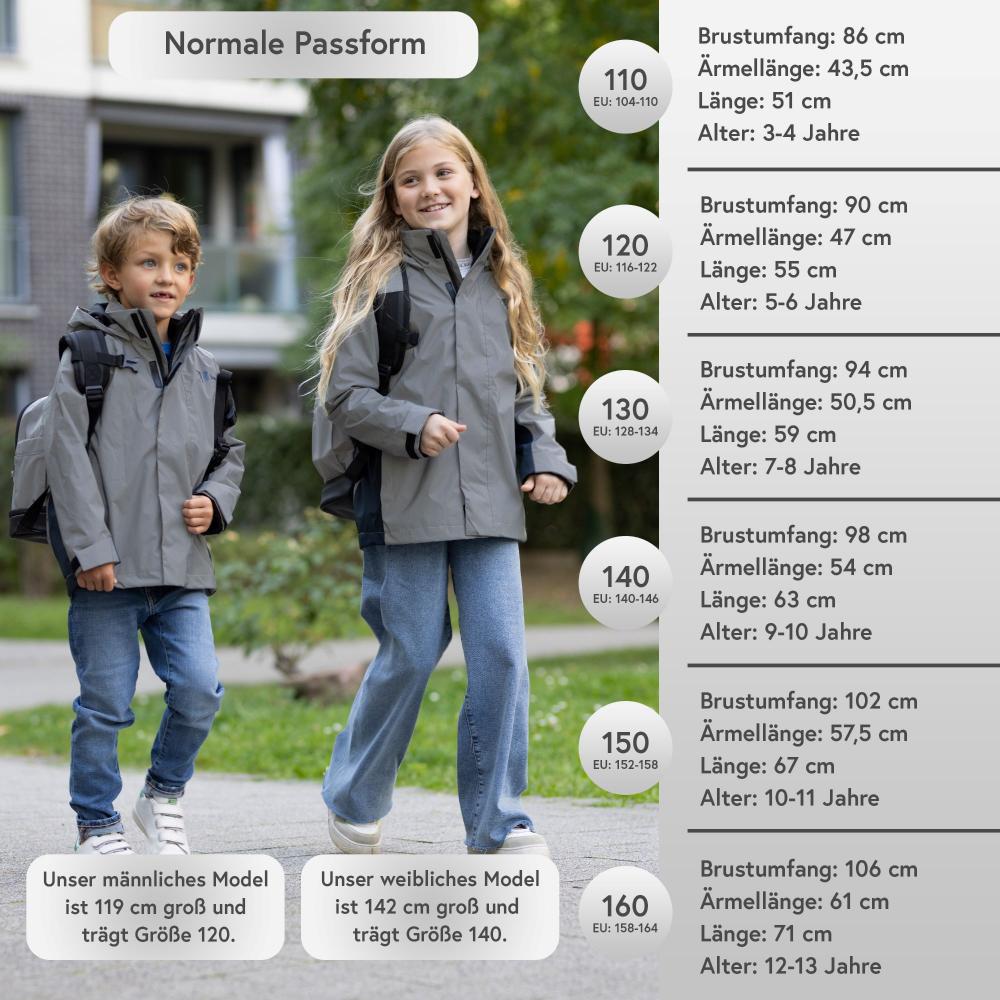 Valkental Kinderjacke 3in1 mit Fleece Zipp-In 104-110 grau