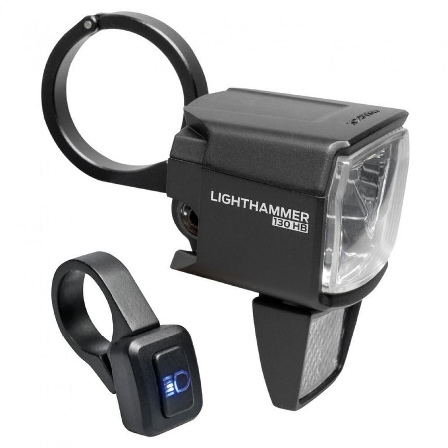Leistungsstarkes TRELOCK Lighthammer 930 E-Bike Frontlicht mit Fernlicht und Lenkerschalter.