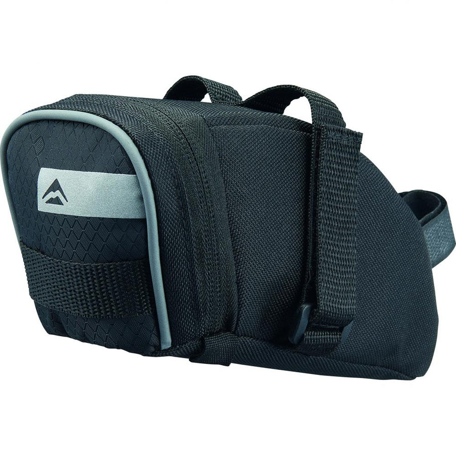 Merida Satteltasche STRIPE Größe L Schwarz/Grau - Spritzwassergeschützt mit V-Mount