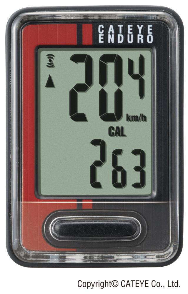 CATEYE Fahrradcomputer Enduro Schwarz/Rot - robuster Bike-Computer mit Kalorien- & CO2-Anzeige