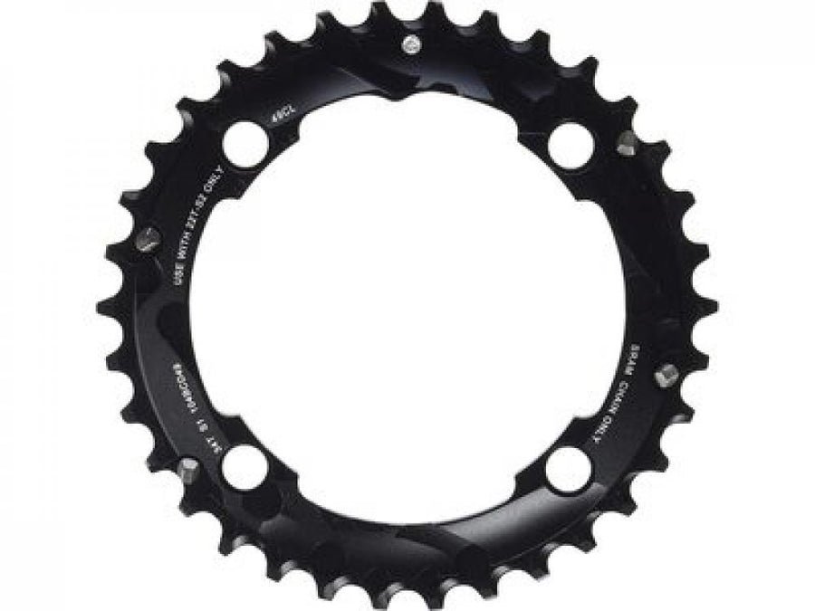 Schwarzes SRAM GX 2x10 34 Zähne Kettenblatt für präzise Fahrrad Schaltperformance.
