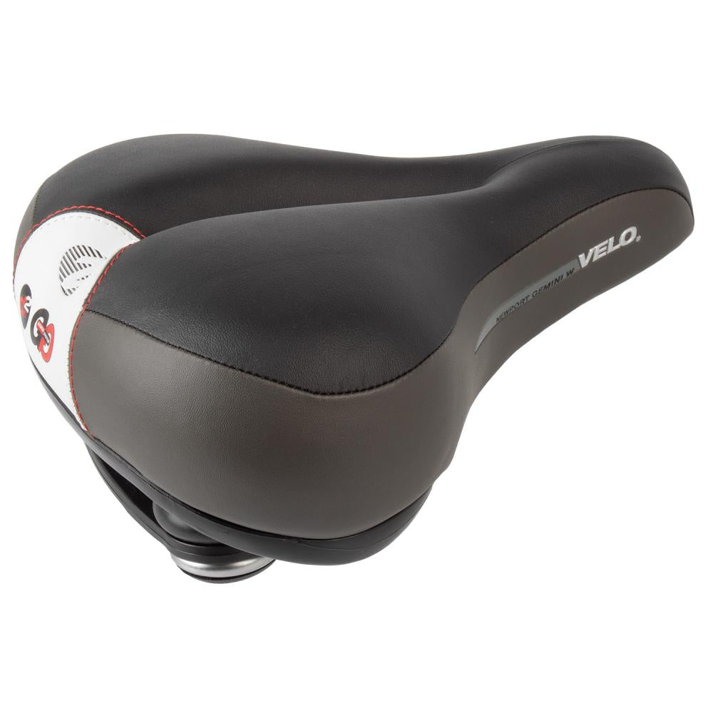 Velo Newport Gemini Damen-Fahrradsattel, schwarz/grau, 245x212 mm, Memory Foam, O-Zone Full Cut, D2-Konstruktion, Elastomer-Federung