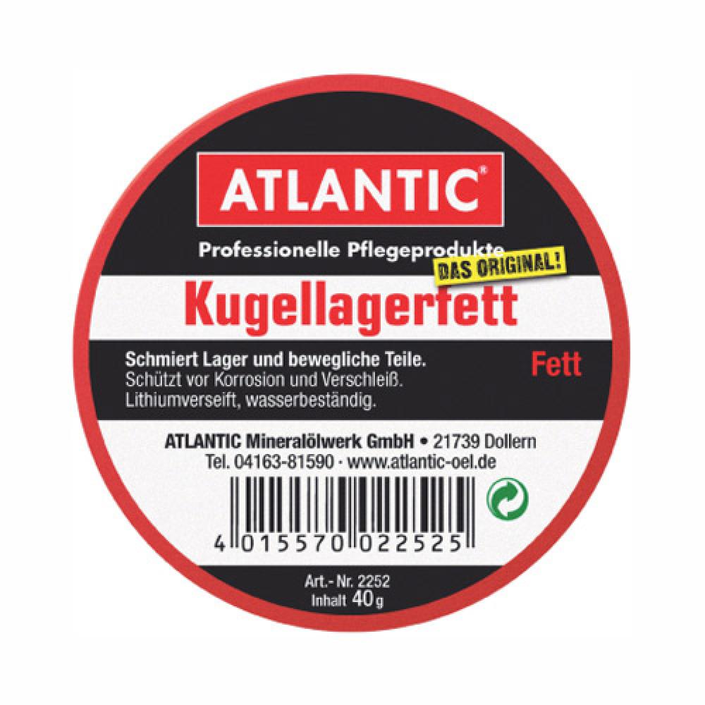 ATLANTIC Kugellagerfett 40g Dose  lithiumverseiftes, wasserbeständiges Schmierfett für Fahrradlager und bewegliche Teile mit hervorragendem Korrosionsschutz