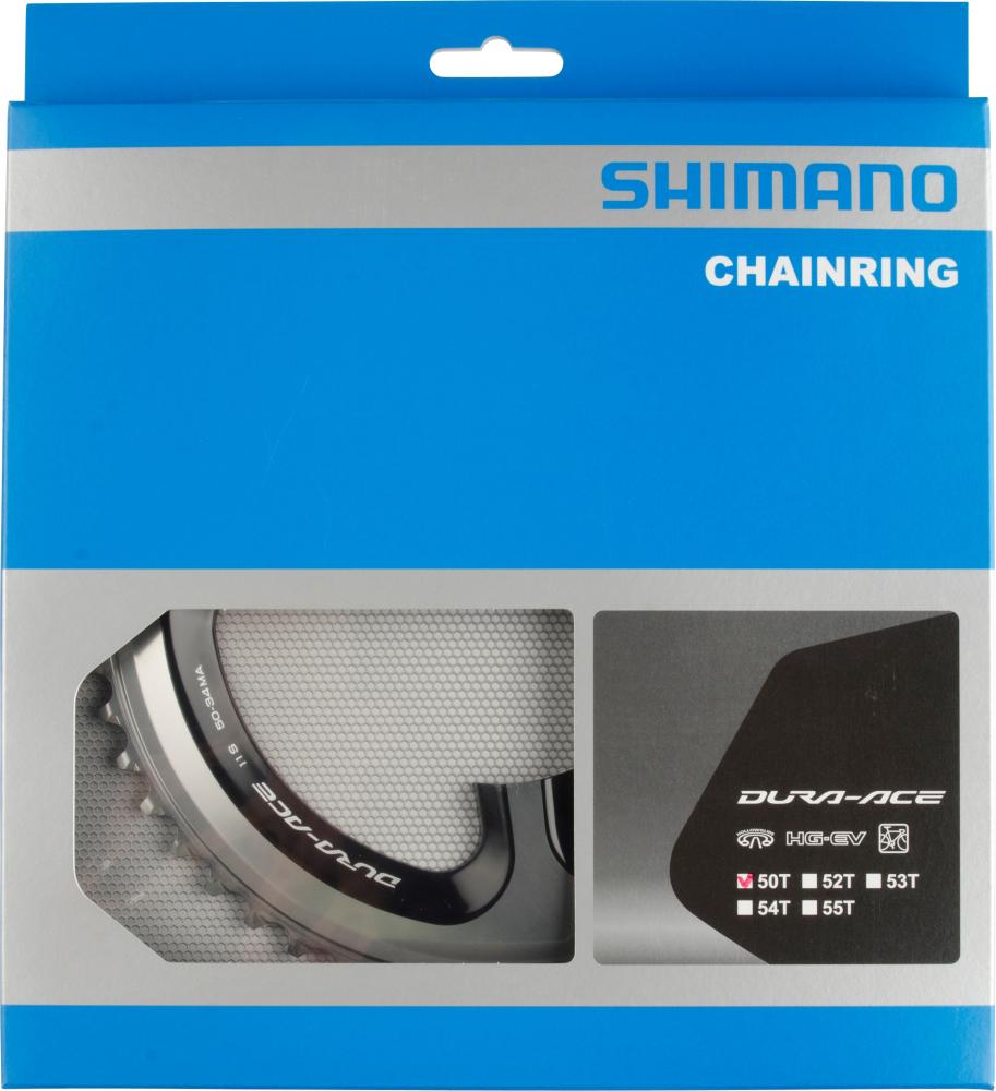 SHIMANO Kettenblatt DURA-ACE FC-9000 50 Zähne Silber/Schwarz - präzise Schaltperformance
