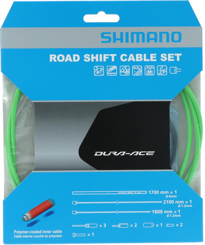 SHIMANO Schaltzug-Set Road polymerbeschichtet Grün - präzise Schaltperformance, Grün