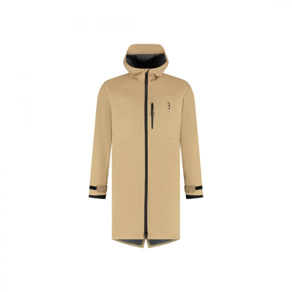 BBB Regenjacke Rainshield Parka L camel - wasserdicht atmungsaktiv, Kapuze, verlängerter Rücken, reflektierende Details, leicht verstaubar für Radtouren