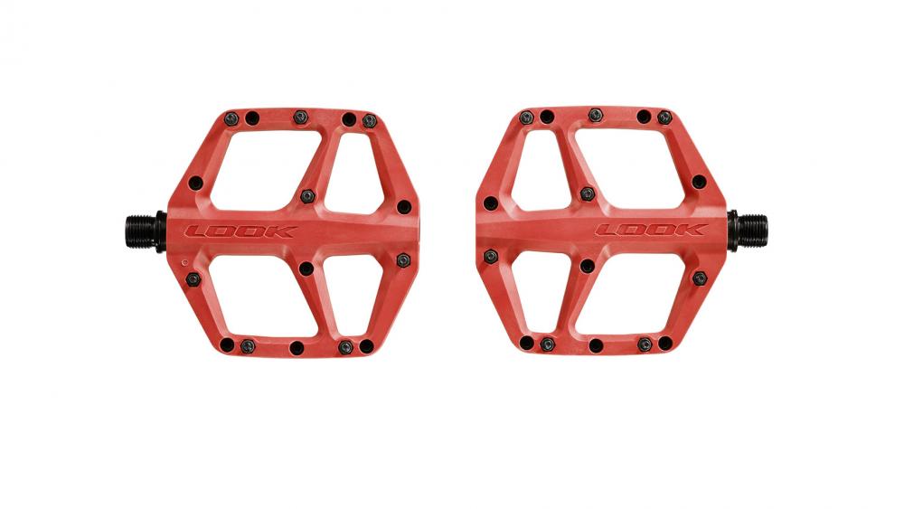 Look Trail Fusion Plattformpedale rot, Composite-Pedalkörper & Chromoly-Achse, 107×105 mm, 8 austauschbare Pins pro Seite,1 Paar