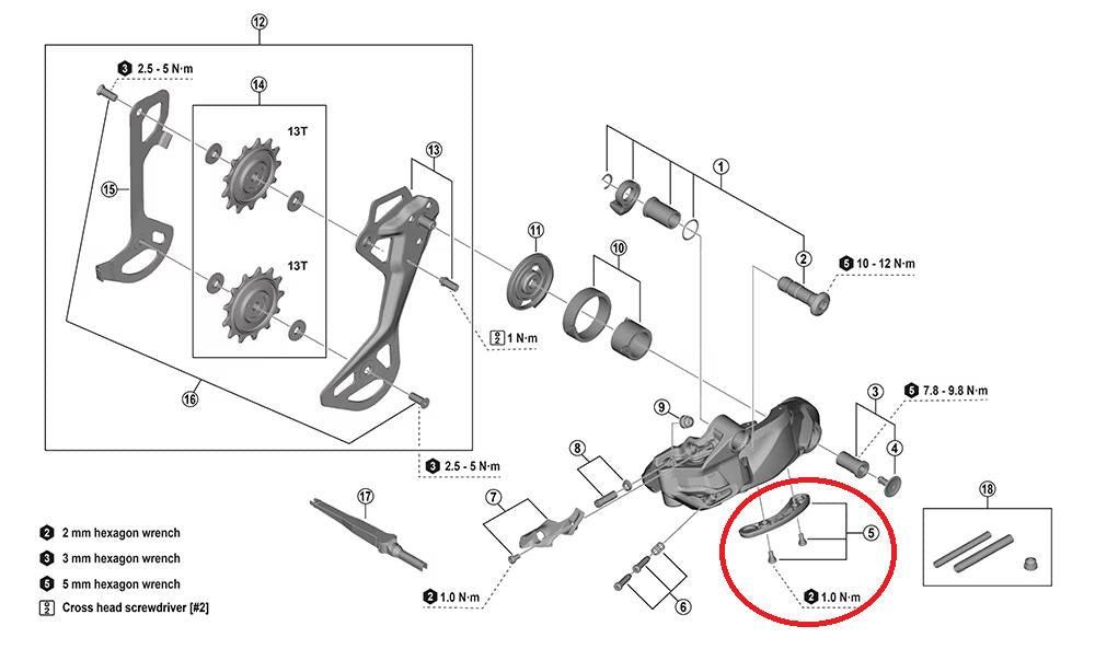 SHIMANO Schlagschutz für RD-M9260 Kunststoff inklusive 2 x Schraube