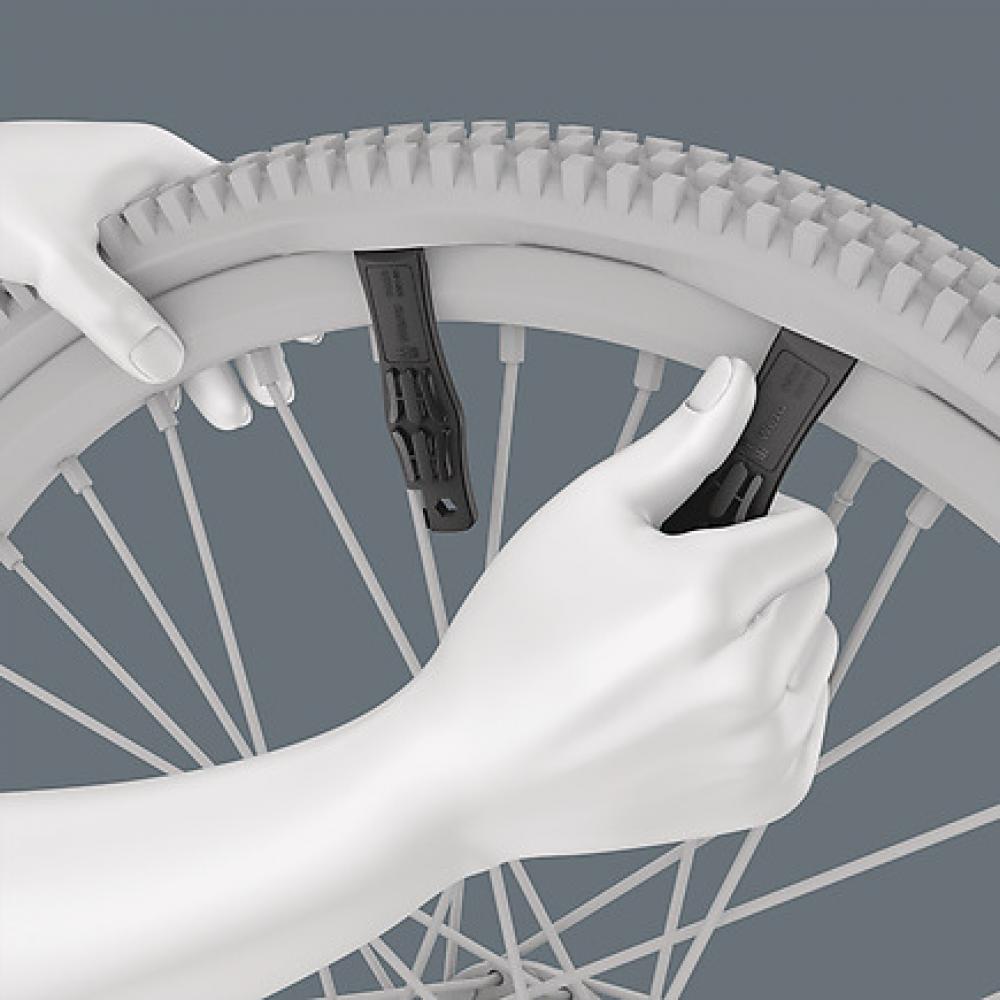 Wera Bicycle Set 13, Reifenheber-Set 2-tlg, mit Bitaufnahme, Ventilausdreher, glasfaserverstärkt, ideal für Fahrradreifen, Felgenschonend, robust