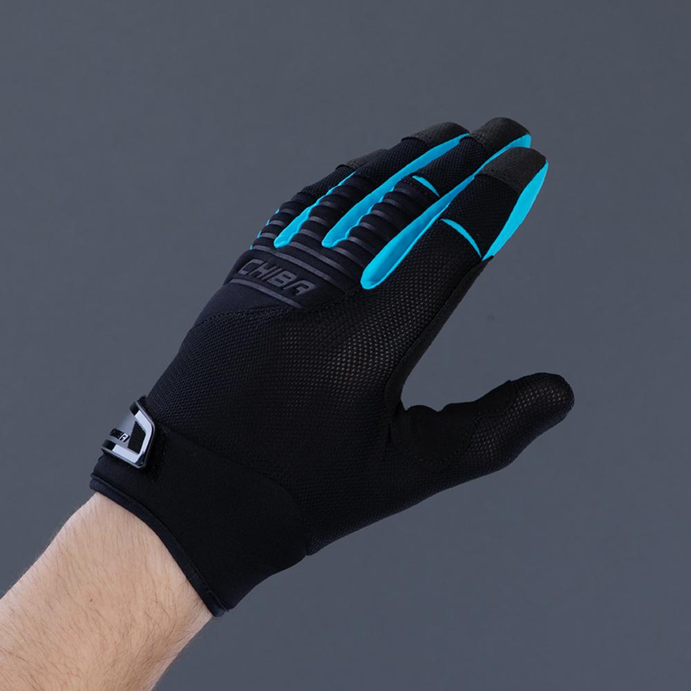 CHIBA Blade - Radhandschuhe kurz, schwarz/türkis, Touchfinger, Ulnar-Nerve Protection, Gr. M