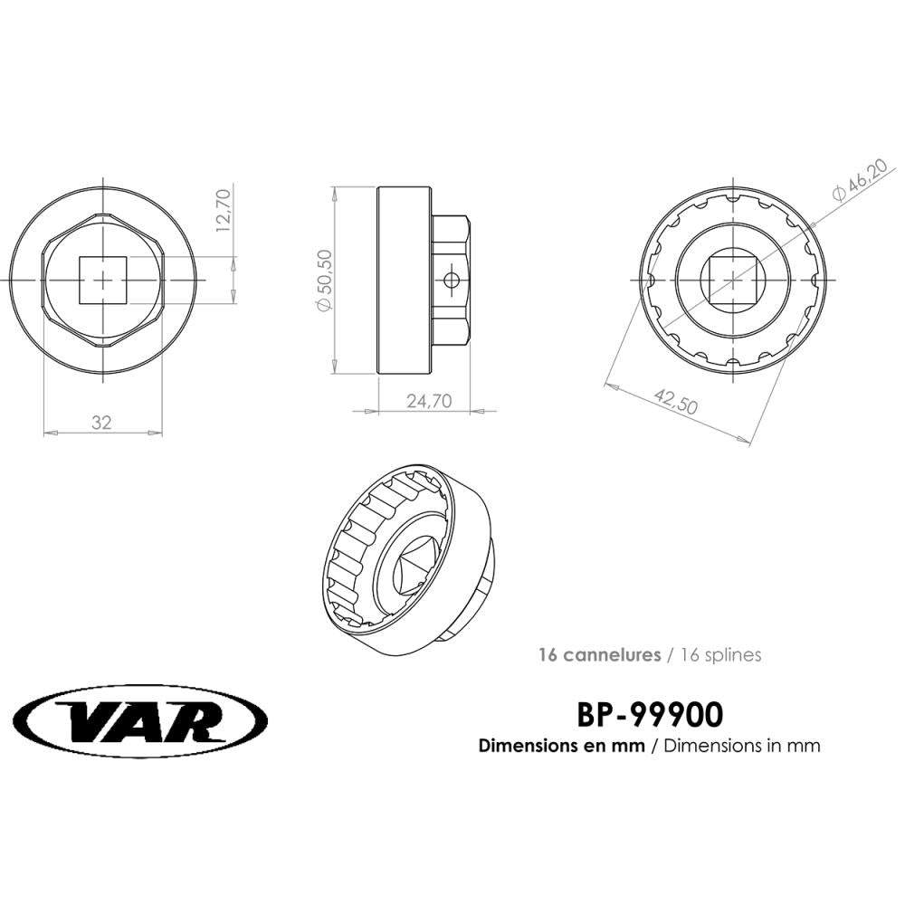 VAR Innenlagerwerkzeug BP-99900 Campa Ultra Torque, Shimano Hollowtech II - Präzises Montage- und Demontage-Tool