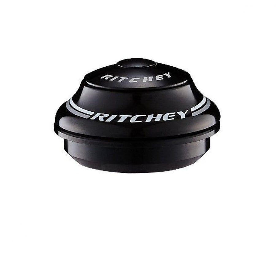 Ritchey WCS Steuersatz Oberteil 1 1/8Zoll ZS44/28.6/H12.4mm schwarz, mit weißen Ritchey Logos und silbernen Streifen.