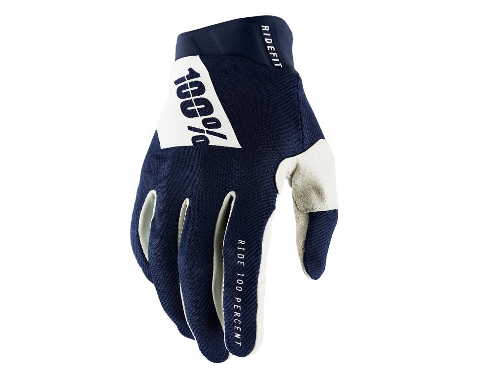 100% Ridefit Gloves M navy - atmungsaktiver MTB-Allround-Handschuh mit Top-Grip