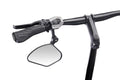 Krampe Fahrradspiegel KF Sport Typ C links, schwarz, mit kleiner Außenklemmung am Fahrradlenker.