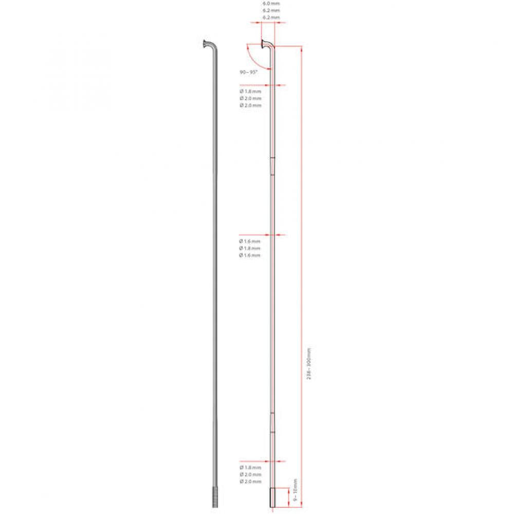 DT Swiss Speiche Competition 1,8 / 1,6 250 mm silber - leichte & robuste Laufrad-Speiche