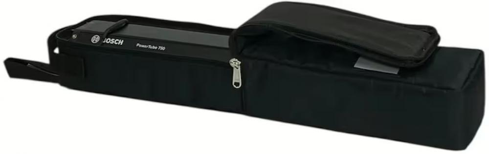 Haberland Akkutasche schwarz für Intube-Akkus bis 800Wh, mit Bosch PowerTube 750 für sicheren Transport.
