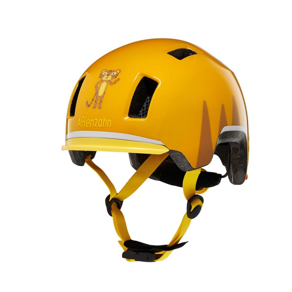 Affenzahn Kinder-Fahrradhelm Tiger Gelb Größe S (4853 cm) mit Magnetverschluss, LED-Rücklicht, waschbarem Innenpolster und Insektenschutz, EN 1078 zertifiziert