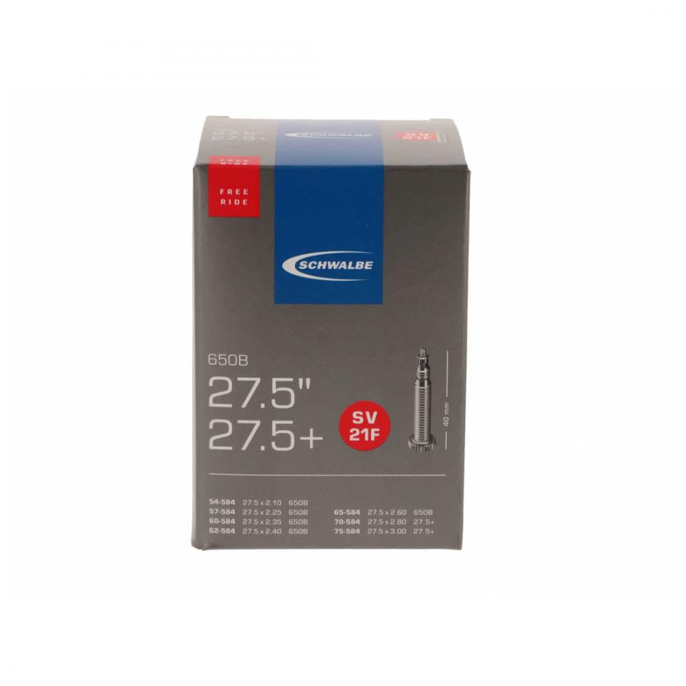 Schwalbe Fahrradschlauch SV21F Freeride 27.5 Zoll 2.10-3.00 mit 40mm Sclaverandventil in Verpackung.