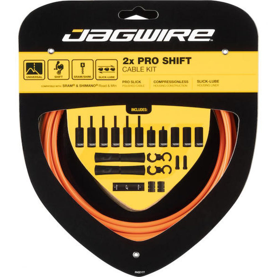 Jagwire Schaltzugset Road & Mountain Pro 2x - Polierte Edelstahlzüge für präzise Schaltperformance