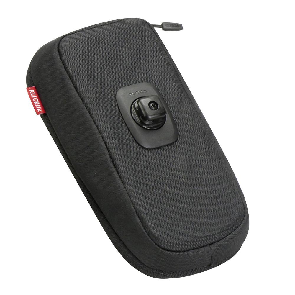 KLICKfix Smartphonetasche Comfort S transparent schwarz mit Quad Mini Adapter für Fahrrad.
