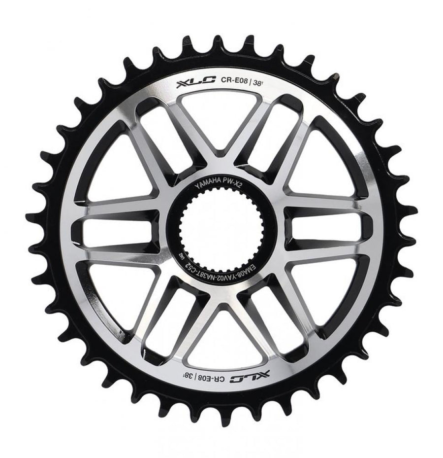 XLC CR-E08 E-Bike Kettenblatt Yamaha PW-X2 Direct Mount 38 Zähne, CNC Aluminium, 52mm Kettenlinie.