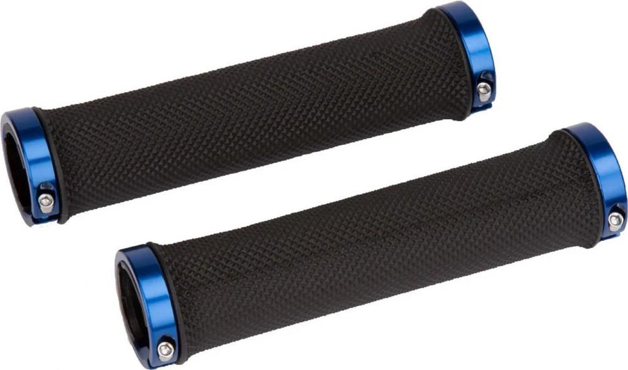 Ergotec Lenkergriffe Bilbao RSK-09/2 schwarz/blau mit blauen Lock-On-Klemmen.