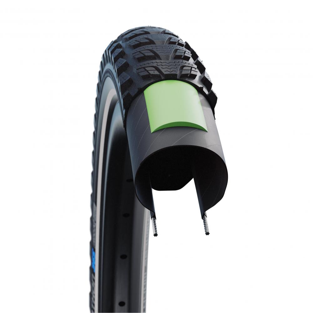 Schwalbe Marathon 365 E-50 4Season Drahtreifen Querschnitt mit GreenGuard Pannenschutz, schwarz.