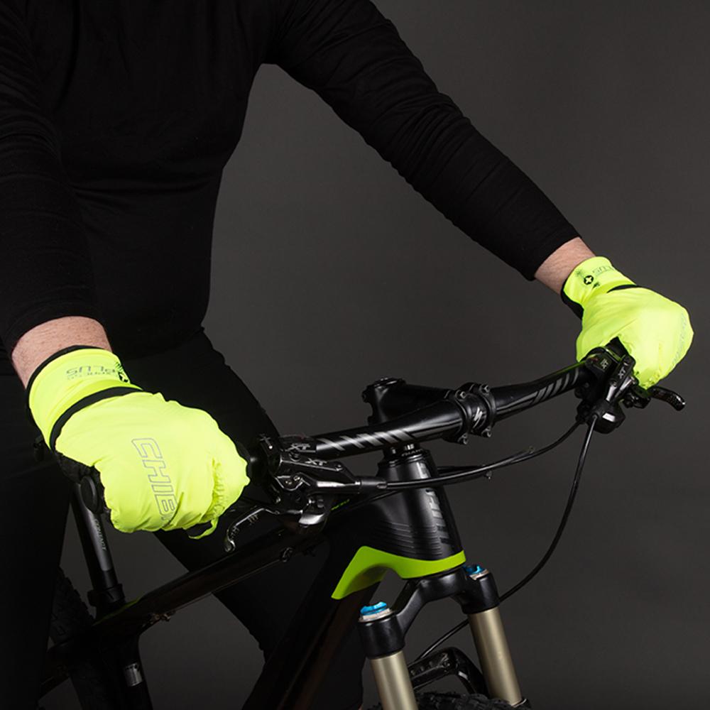 CHIBA Express+ - Radhandschuhe neongelb XL mit Regenüberzug und Gelpolster