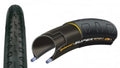 Continental Super Sport Plus Fahrradreifen 28x1.00 (25-622) schwarz Draht, mit Profil und Querschnittsansicht.