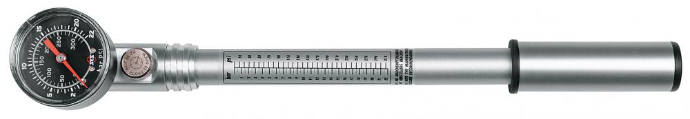 SKS Pumpe USP Profi-Dämpferpumpe aus Aluminium mit Präzisionsmanometer - T-Griff Druckablassschraube bis 22 bar für Auto-/Schraderventile