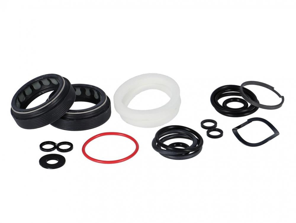 RockShox 35 Gold RL Federgabel Service-Kit: schwarze und rote Dichtungen, O-Ringe, weiße Buchsen.