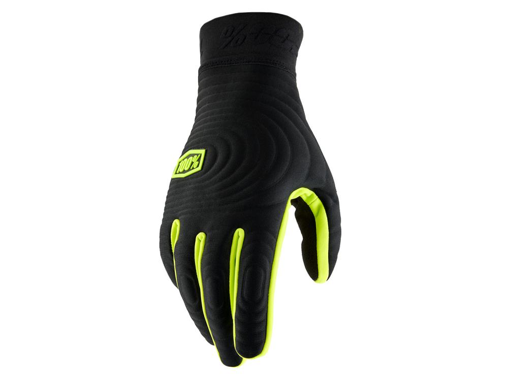 100% Brisker Xtreme Gloves L Black/Fluo Yellow - optimaler Grip und Wetterschutz