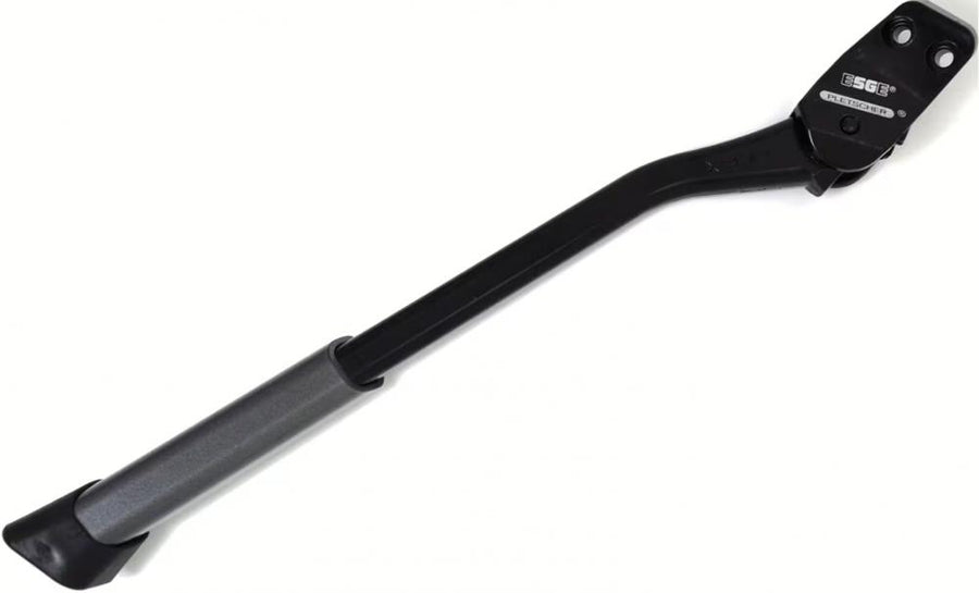 Pletscher Hinterbauständer Comp Flex 20-29 Zoll - verstellbarer Aluminium-Ständer zur Außenmontage am Ausfallende (18 mm), pulverbeschichtet, mit verschleißfreiem Kunststofffuß F18, bis 50 kg belastbar, schwarz