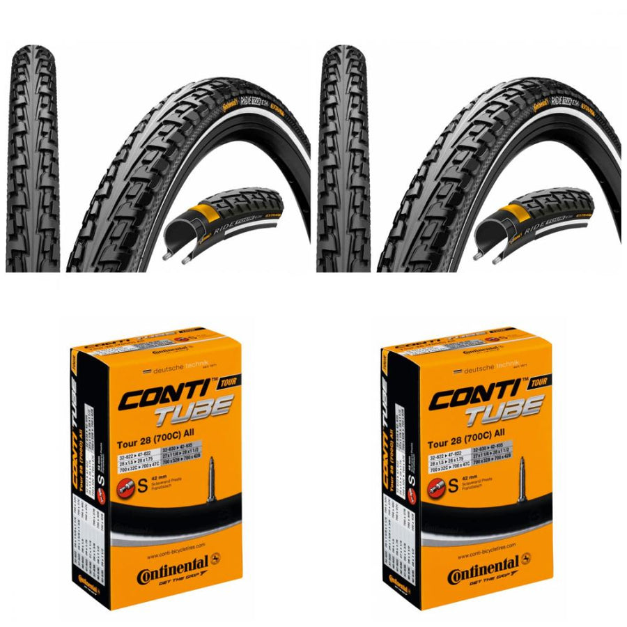 2x Continental Conti RideTour Fahrradreifen 28x1.75 und 2x Conti Tour Schläuche SV 42mm